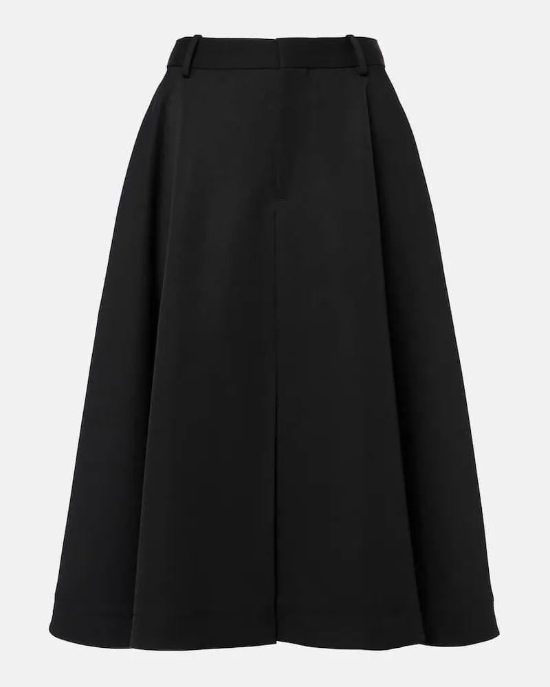 Bottega Veneta Midirock aus Wolle Schwarz