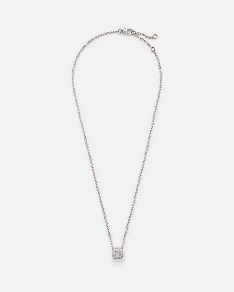 Pomellato Halskette Nudo Solitaire aus 18kt Rosé- und Weißgold mit Diamanten Silber