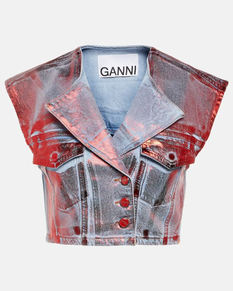 Ganni Weste aus Denim Rot