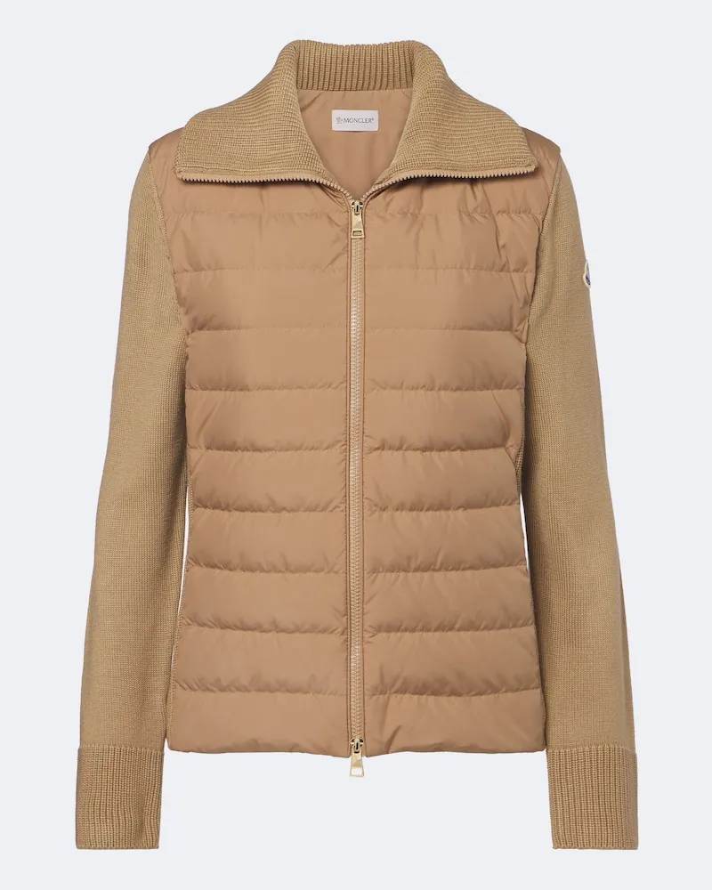 Moncler Daunenjacke mit Strick Beige