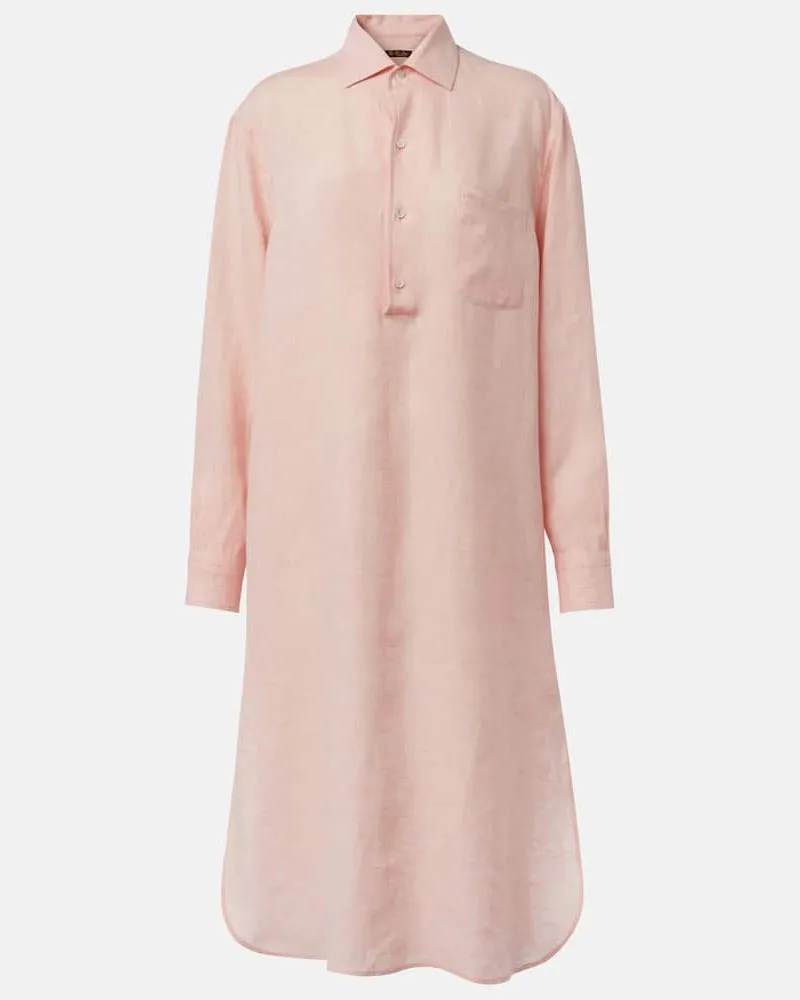 Loro Piana Hemdblusenkleid Lora aus Leinen Rosa