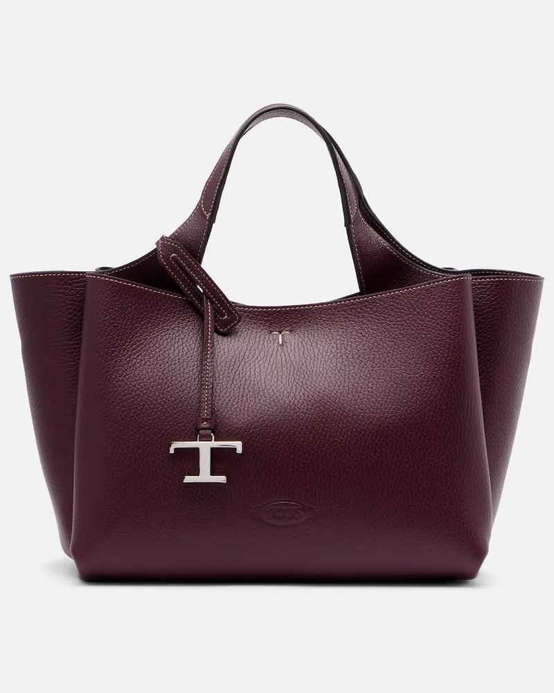 TOD'S Tote Bag T Timeless Mini aus Leder Burgunderrot