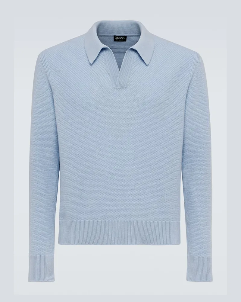 Ermenegildo Zegna Polopullover aus Kaschmir Blau