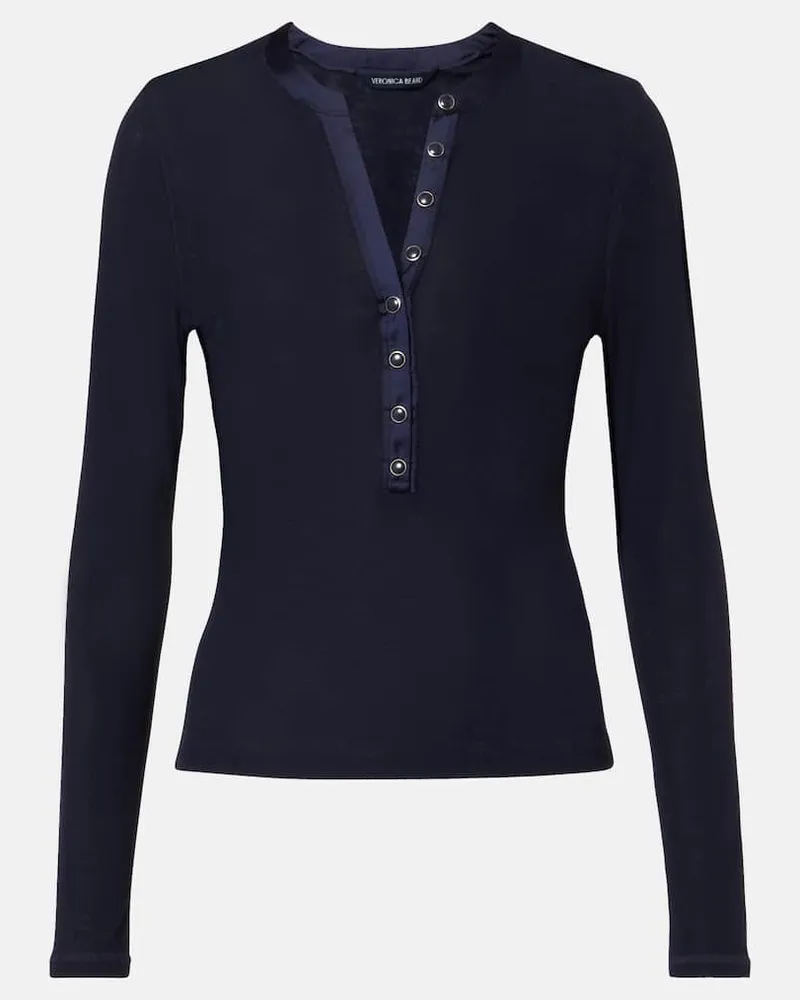 Veronica Beard Henley-Top Drexler aus Rippstrick Blau