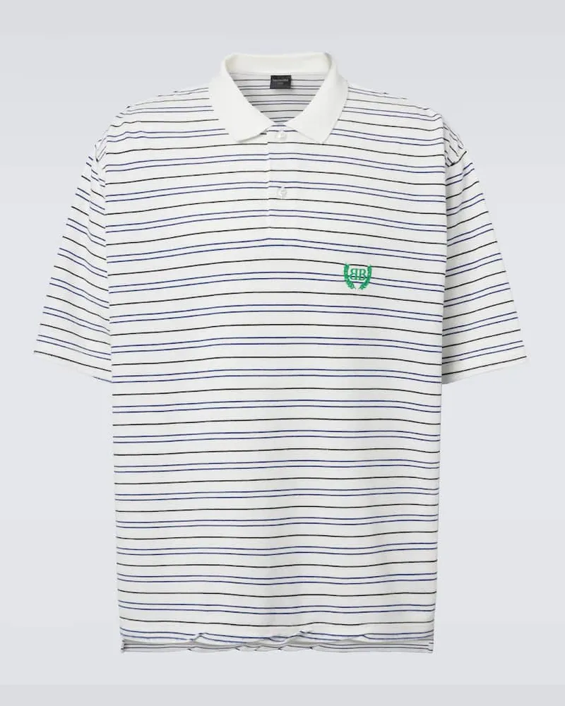 Balenciaga Polohemd BB Laurel aus Baumwoll-Piqué Blau