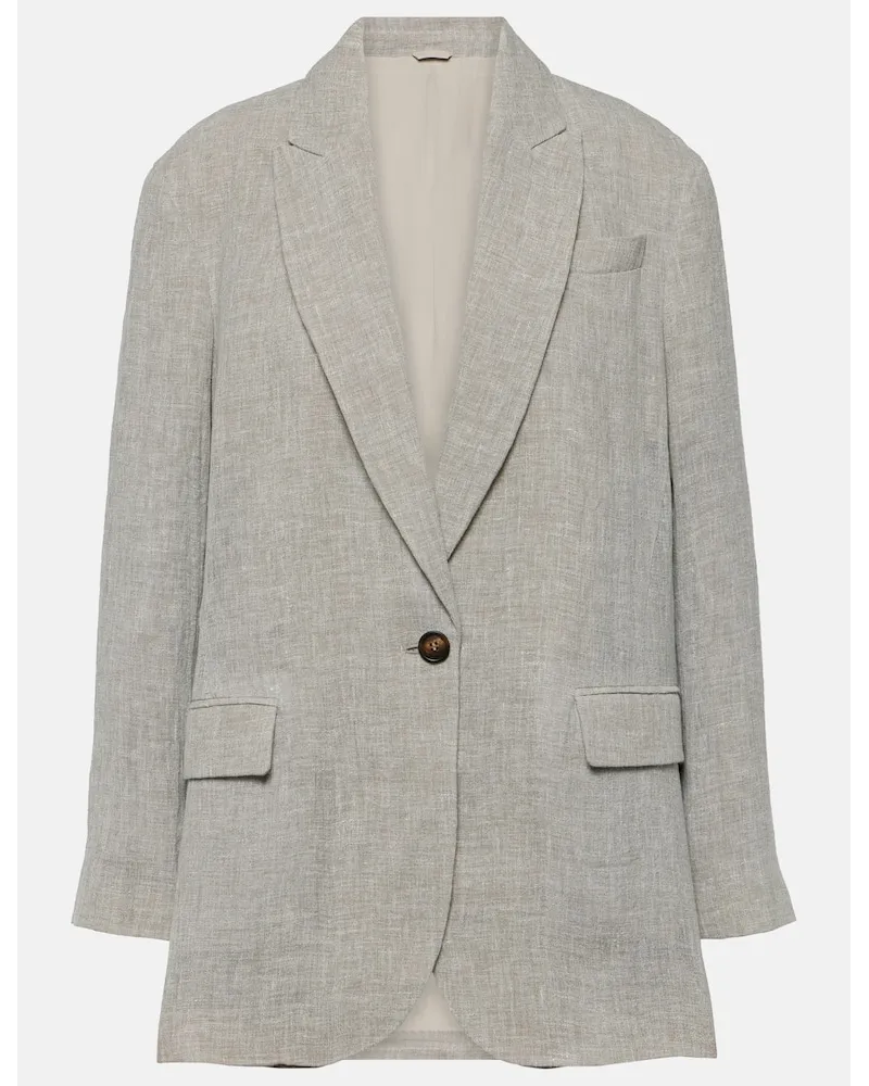 Brunello Cucinelli Oversize-Blazer aus einem Leinengemisch Grau