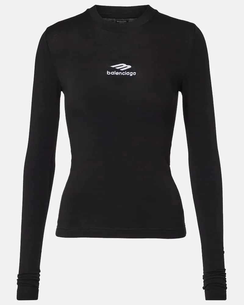 Balenciaga Top 3B Sports Icon aus Jersey Schwarz