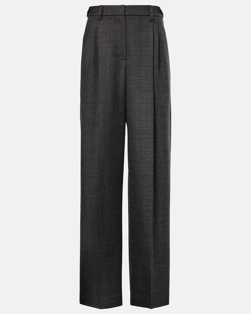 Brunello Cucinelli Weite High-Rise-Hose aus Wolle Grau
