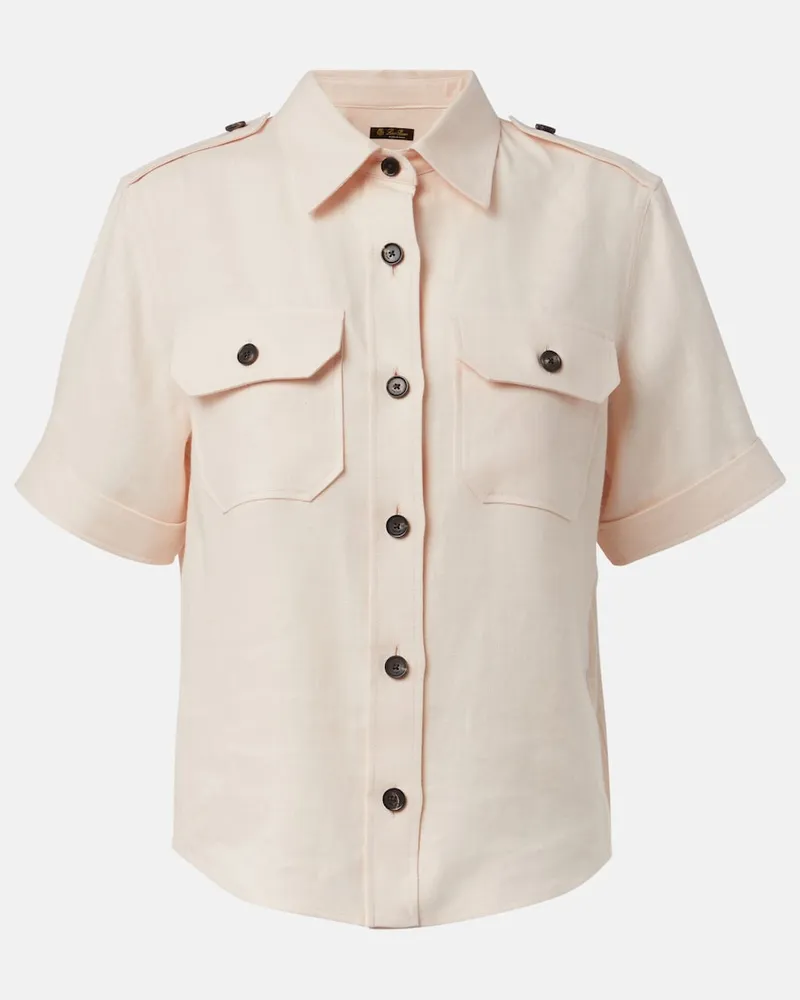 Loro Piana Hemd Annalisa aus Leinen und Wolle Pink