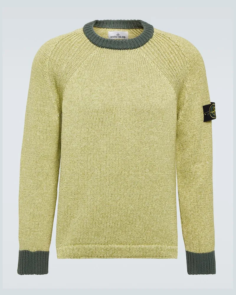 Stone Island Pullover Maglia Compass aus Baumwolle Grün