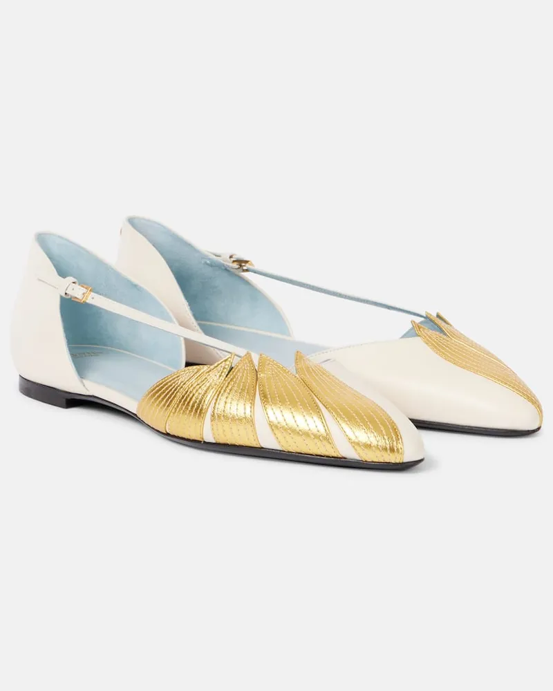 Valentino Garavani Ballerinas Foliefoliage aus Leder Weiß