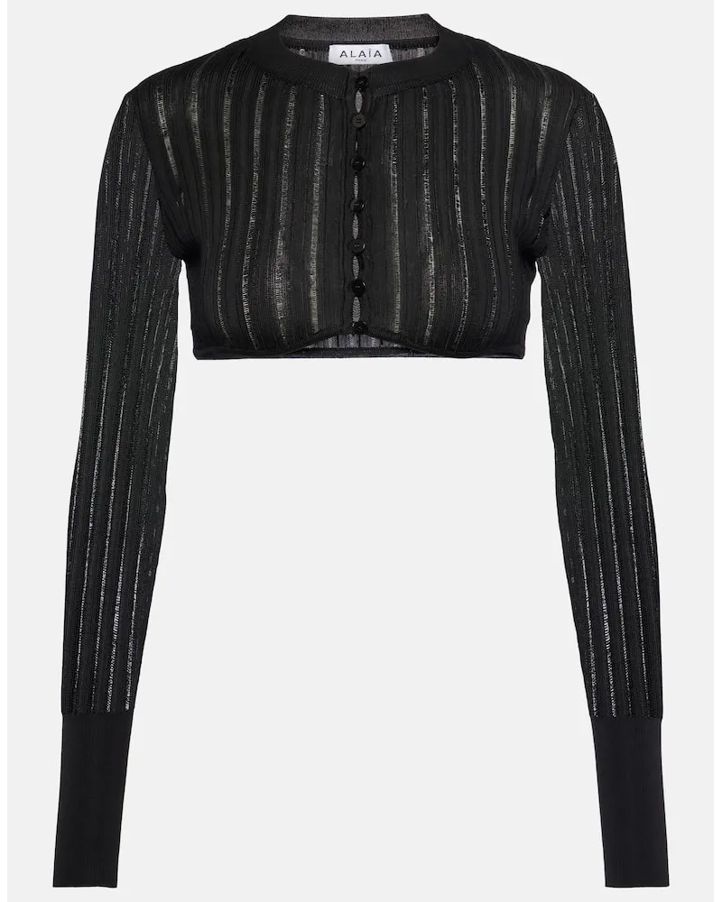 Alaïa Alaïa Cropped-Cardigan aus Rippstrick Schwarz