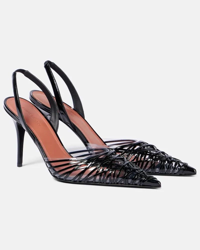Amina Muaddi Slingback-Pumps Lori 90 mit Lackleder Schwarz