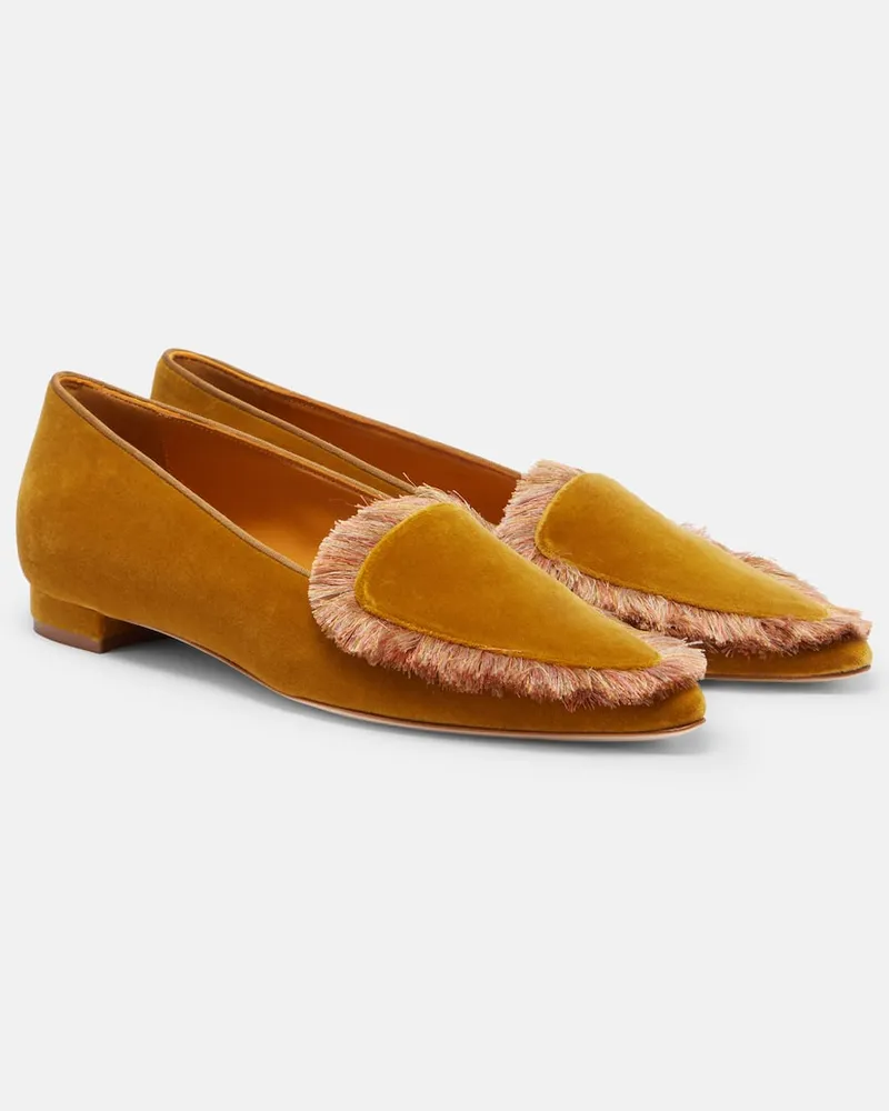 Manolo Blahnik Loafers Agofran aus Samt Beige