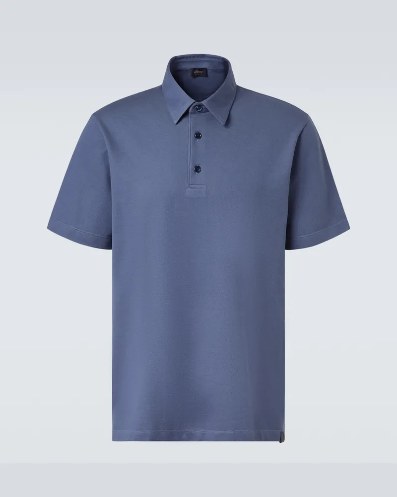 Brioni Polohemd aus Baumwoll-Piqué Blau