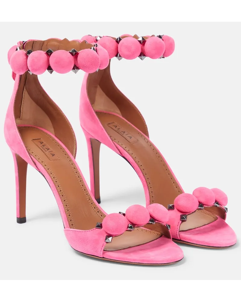 Alaïa Alaia Sandalen La Bombe 90 aus Veloursleder Pink