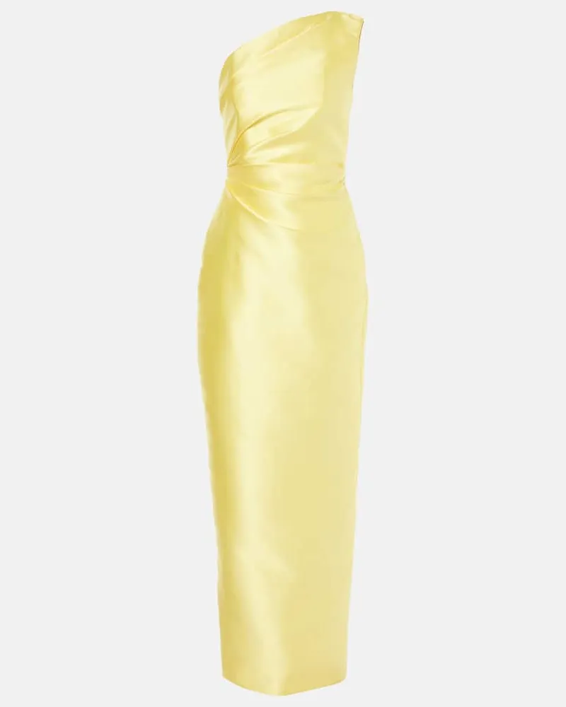 Solace London One-Shoulder-Maxikleid Kira aus Twill Gelb