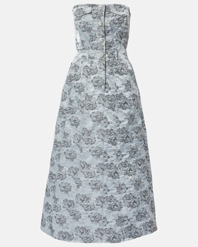 Ganni Midikleid aus Jacquard Blau
