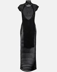 Alaïa Alaia Robe mit Crepe Schwarz