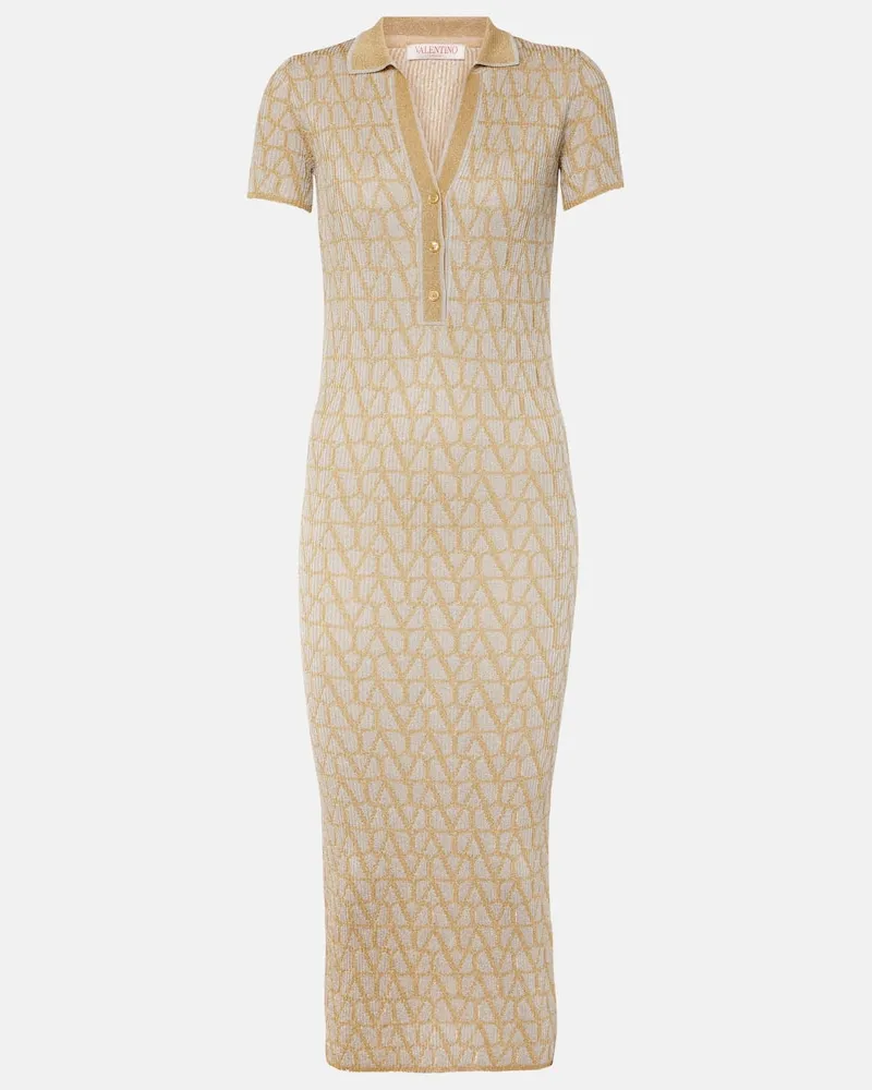 Valentino Garavani Midikleid Toile Iconographe aus Jacquard Gold