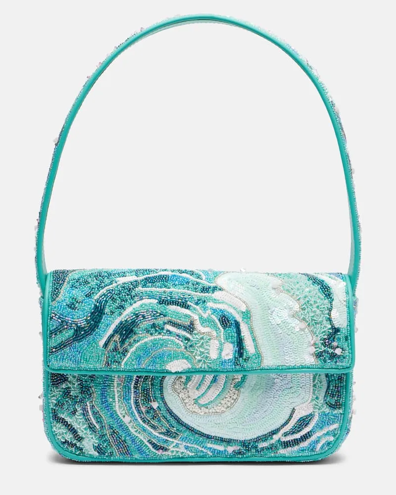 STAUD Verzierte Schultertasche Tommy Blau