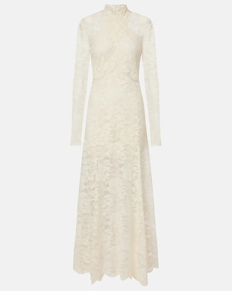 Paco Rabanne Maxikleid aus Spitze Weiß