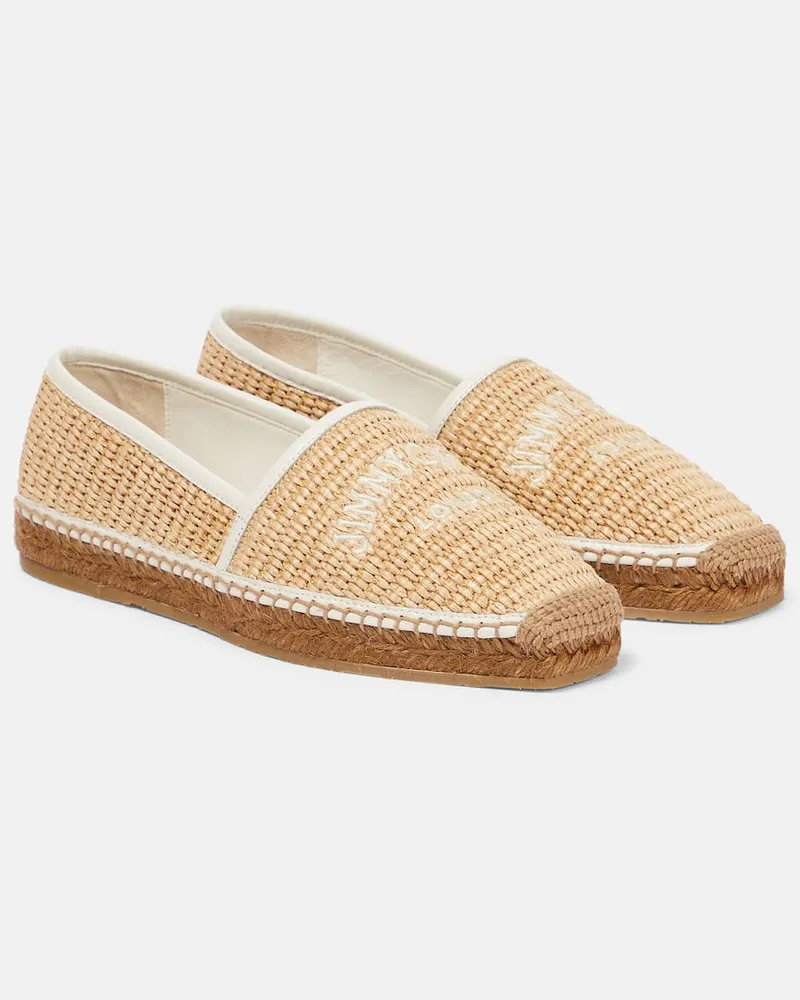 Jimmy Choo Espadrilles Brie Flat aus Raffiabast Neutral
