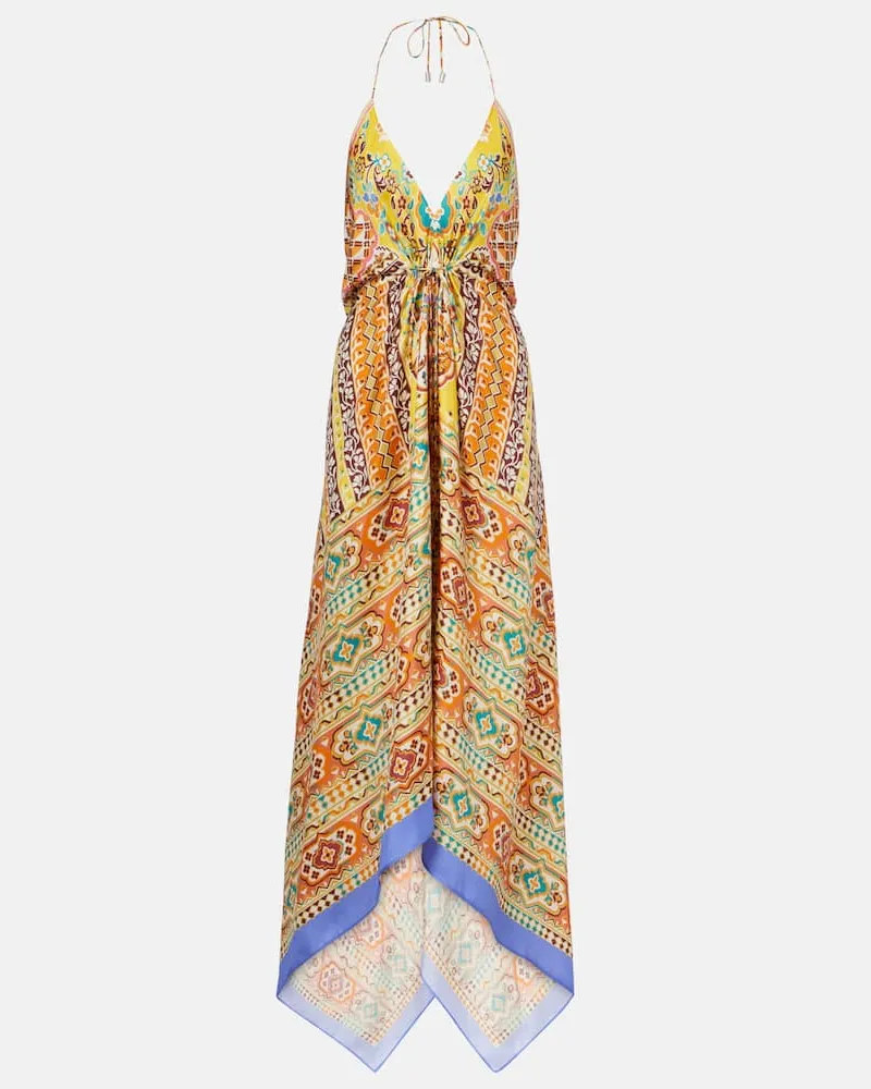 Etro Bedrucktes Midikleid aus Seide Multicolor