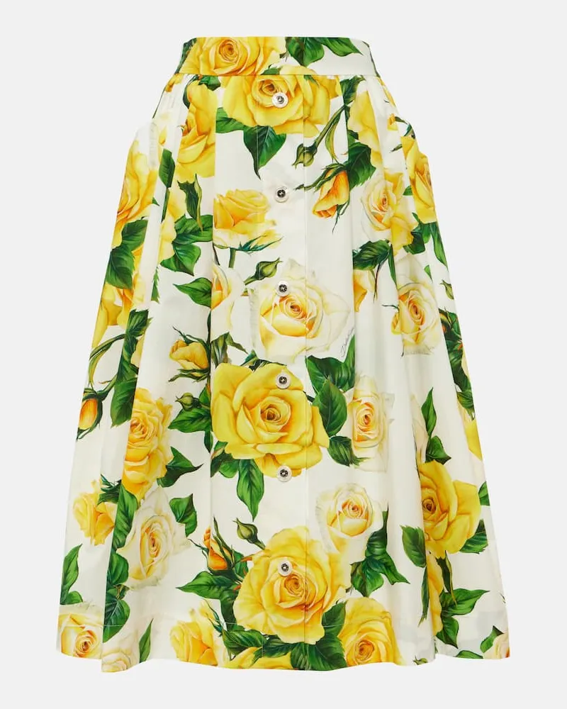 Dolce & Gabbana Midirock aus Baumwollpopeline Weiß