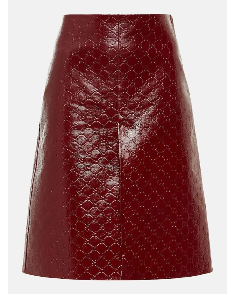 Gucci Midirock GG aus Lackleder Rot