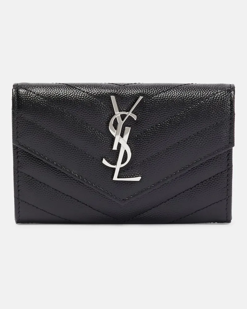 Saint Laurent Portemonnaie Cassandre Small aus Leder Schwarz