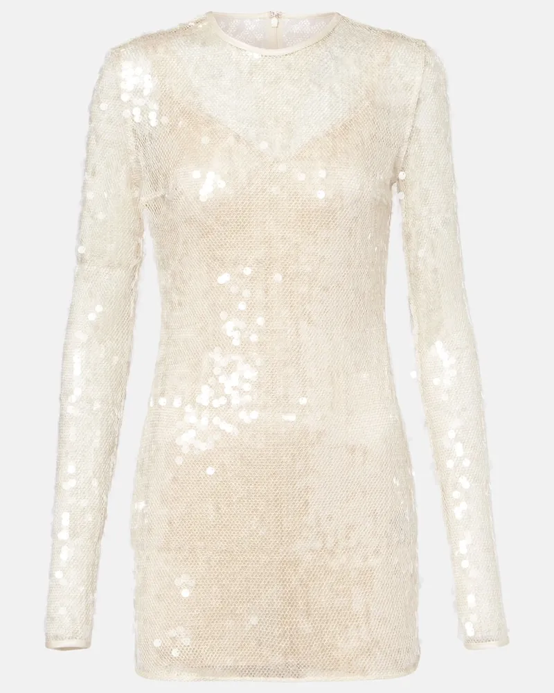 David Koma Minikleid mit Pailletten Weiß