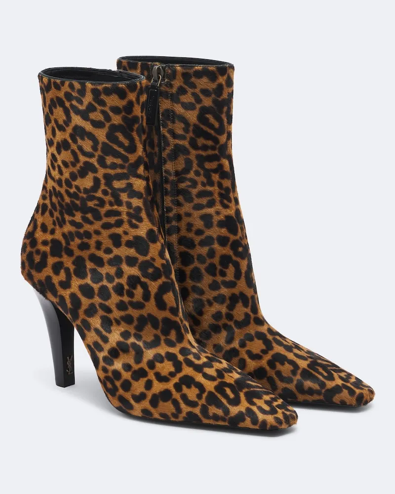 Saint Laurent Ankle Boots Jill aus Kalbshaar Braun
