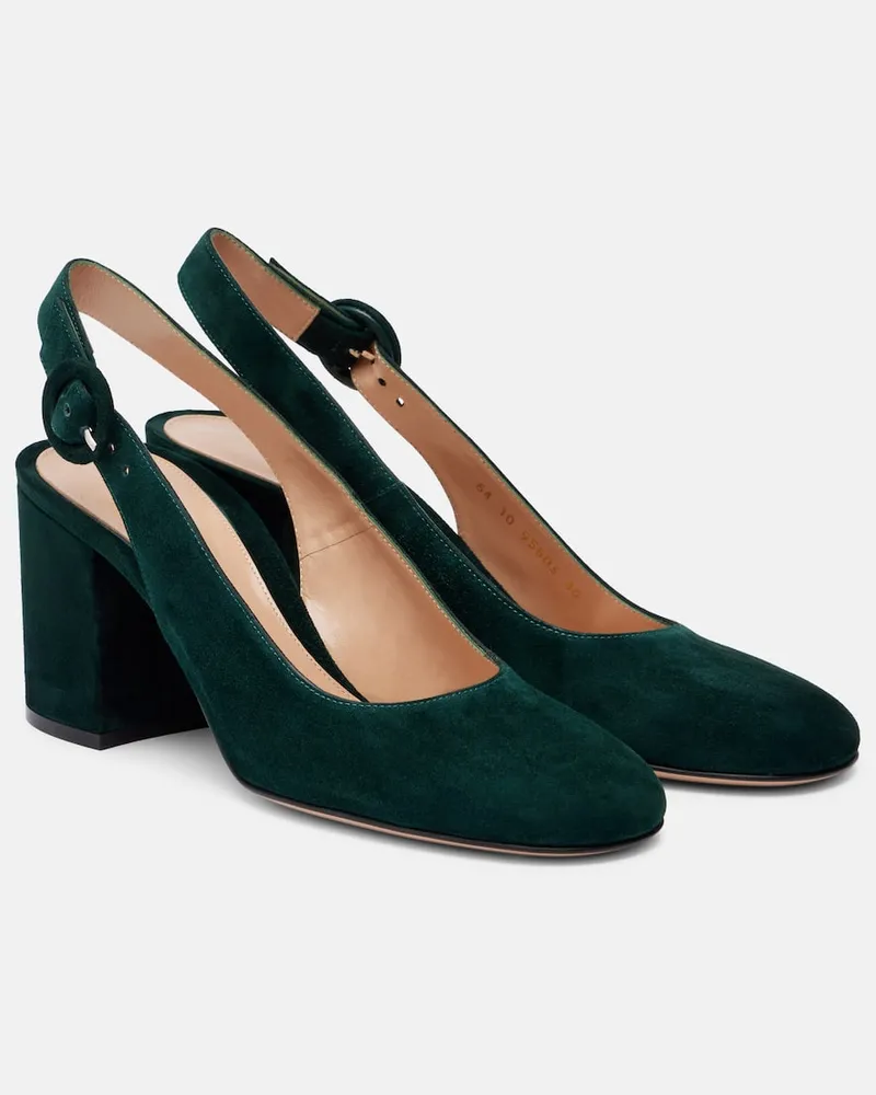 Gianvito Rossi Slingback-Pumps aus Veloursleder Grün