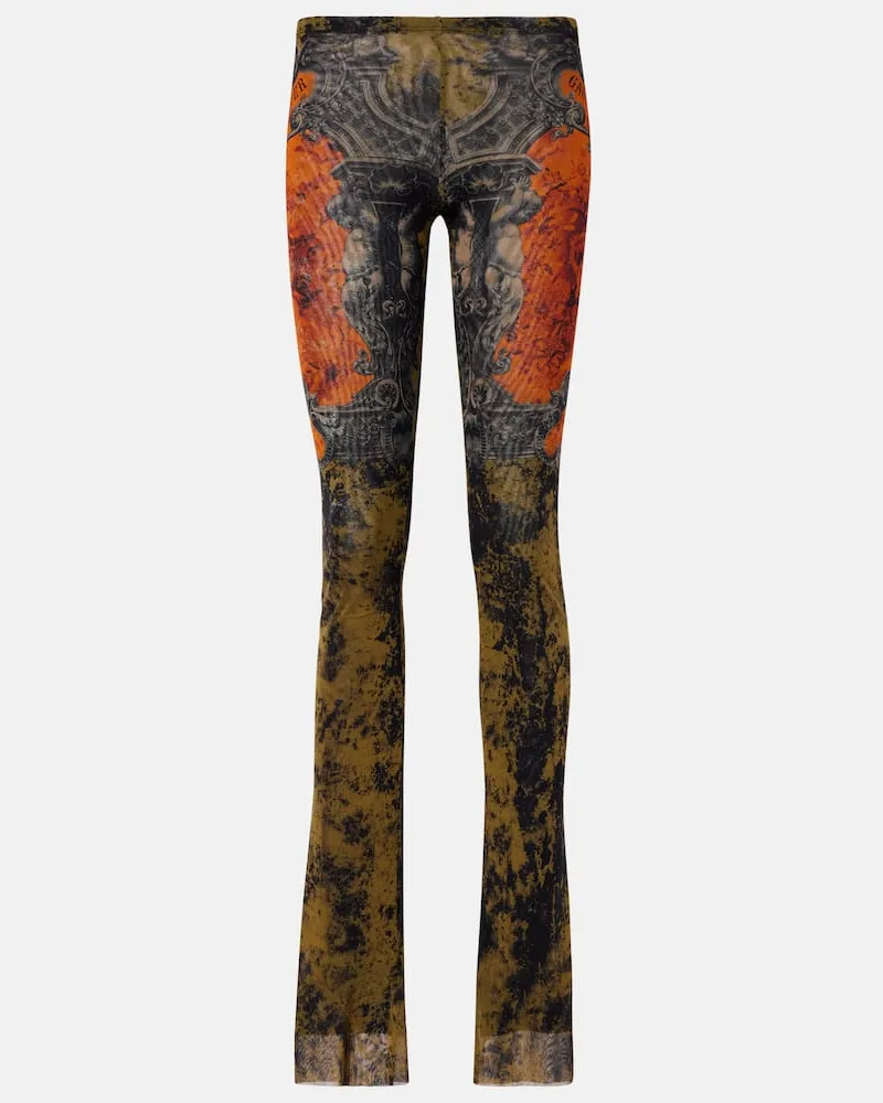 Jean Paul Gaultier Bedruckte Hose Médaillon aus Mesh Multicolor