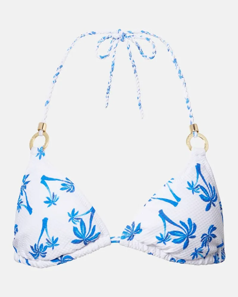 Heidi Klein Bedrucktes Bikini-Oberteil Palm Beach Weiß
