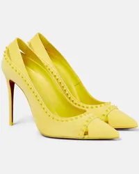 Christian Louboutin Pumps Duvette Spikes 100 aus Veloursleder Gelb