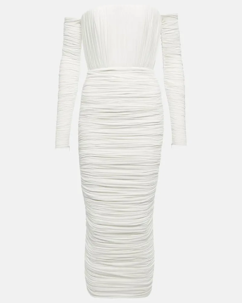 Alex Perry Off-Shoulder-Midikleid Sterling Weiß