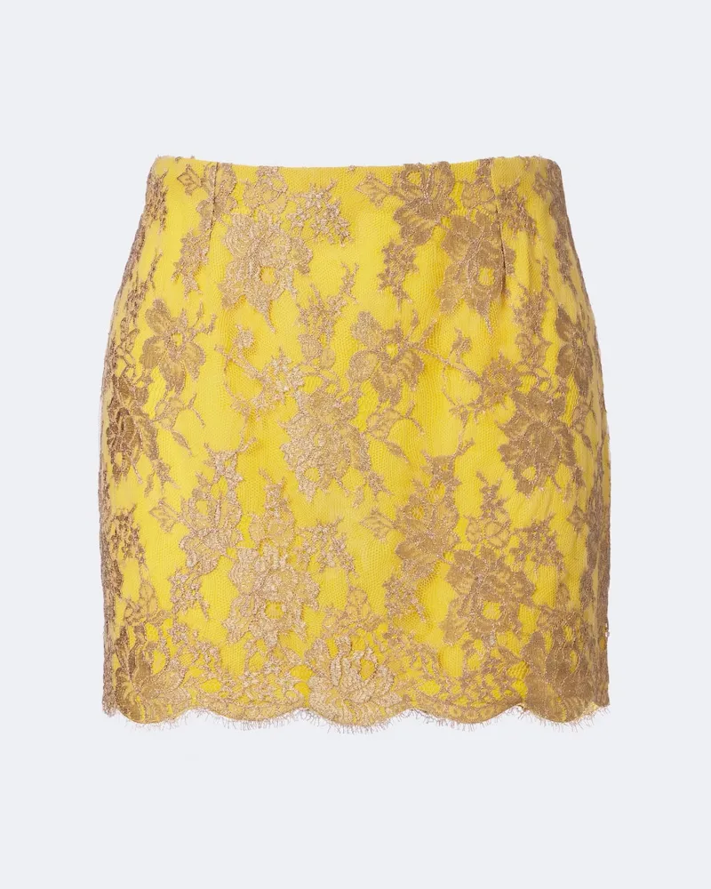 Saint Laurent Minirock aus Spitze Gelb