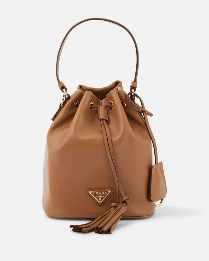 Prada Bucket Bag Small aus Leder Braun