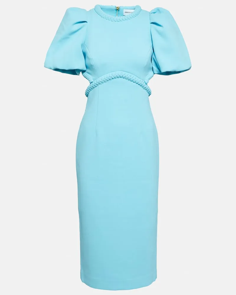 Rebecca Vallance Midikleid Michelle Puff aus Crêpe Blau