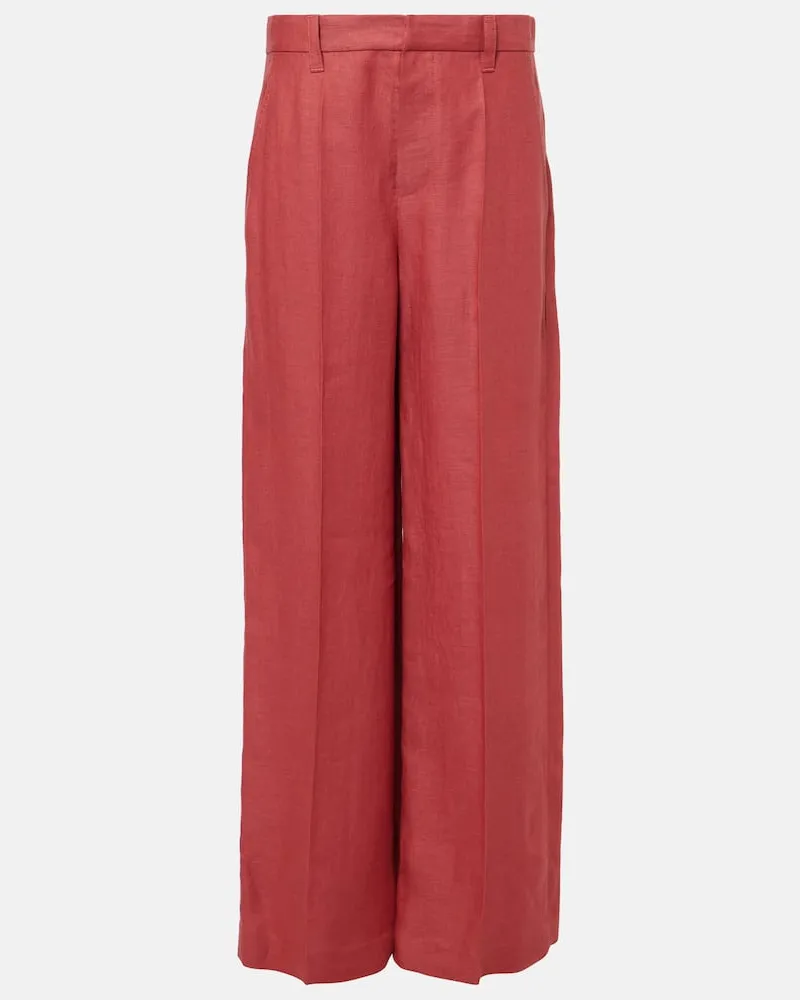Brunello Cucinelli Weite Hose aus Hanf und Leinen Rot