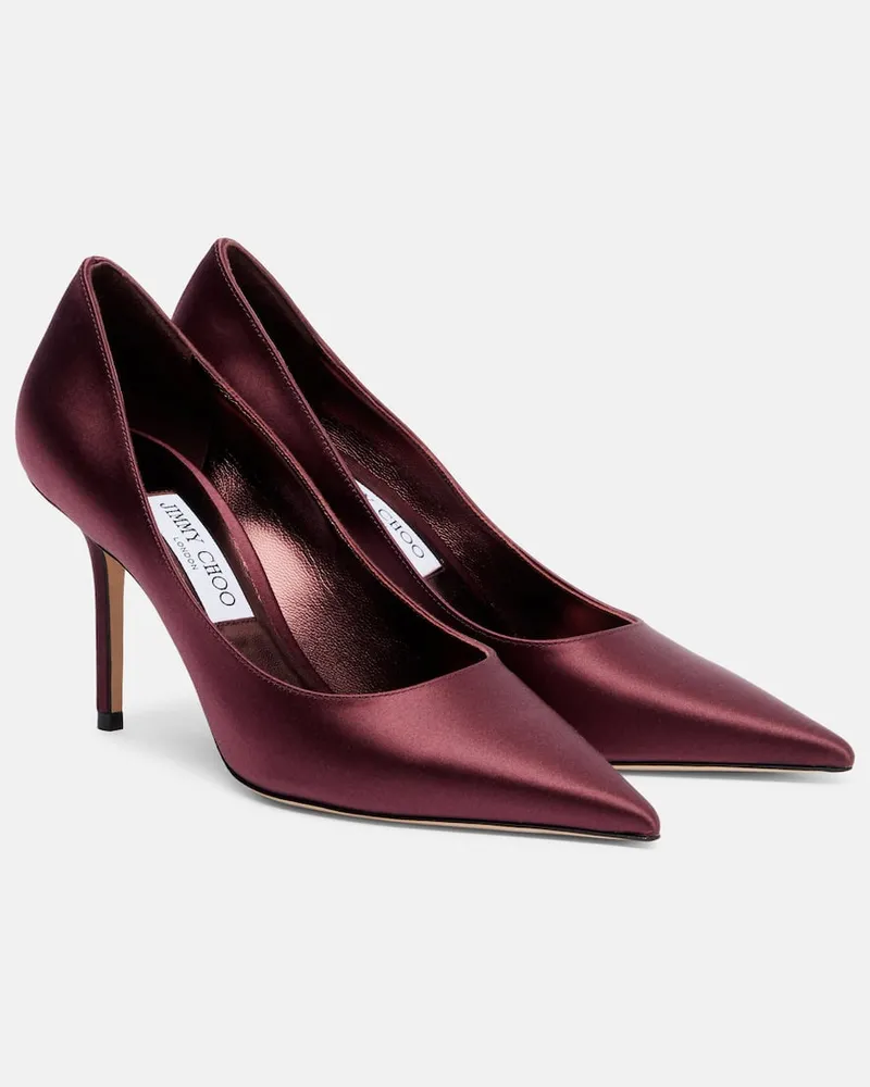 Jimmy Choo Pumps Love 85 aus Satin Burgunderrot