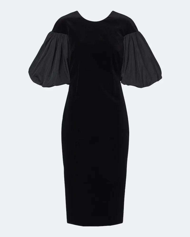 Max Mara Midikleid aus Samt mit Taft Schwarz