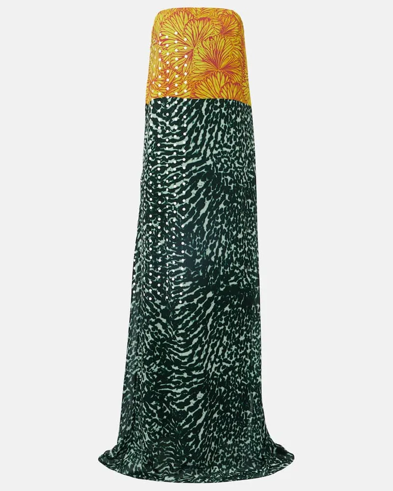 Dries van Noten Bedruckte Robe aus Georgette Multicolor