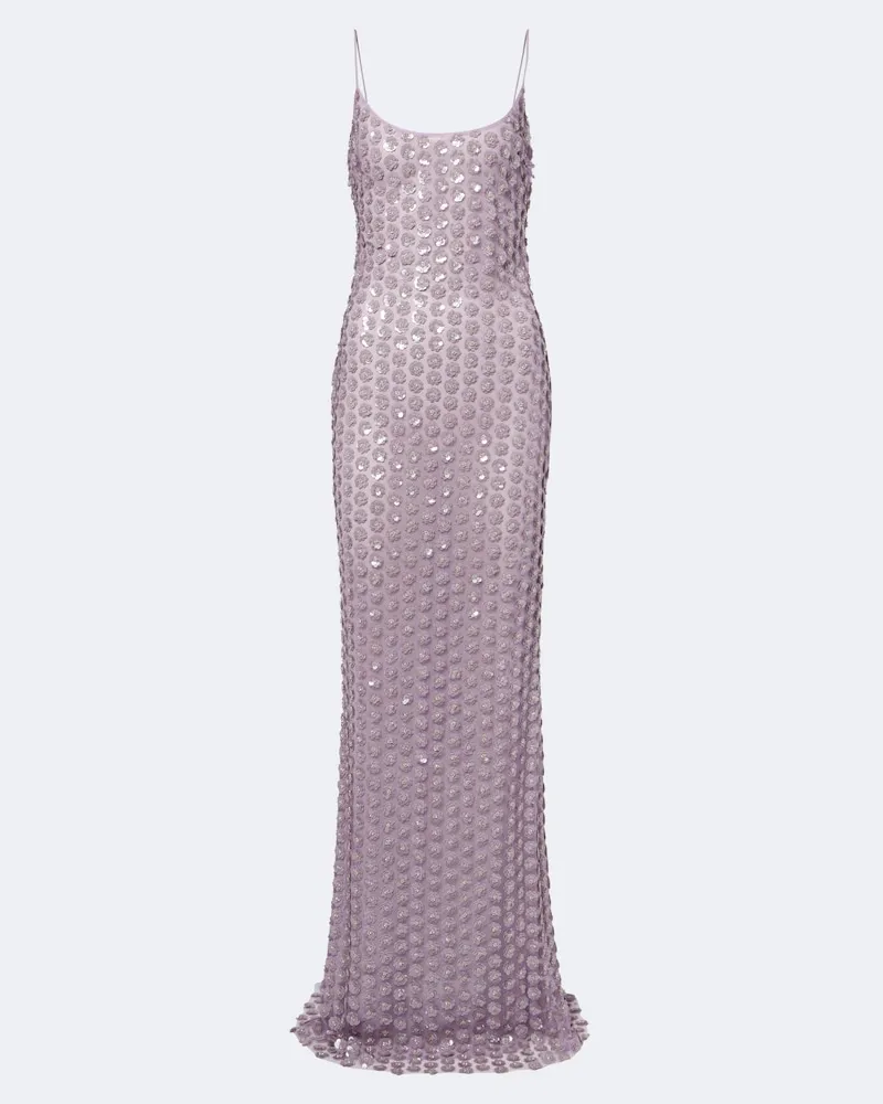 The New Arrivals Ilkyaz Ozel Robe aus Tüll mit Pailletten Violett