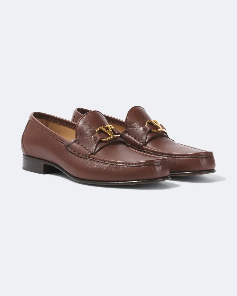 Valentino Garavani Loafers VLogo Signature aus Leder Braun