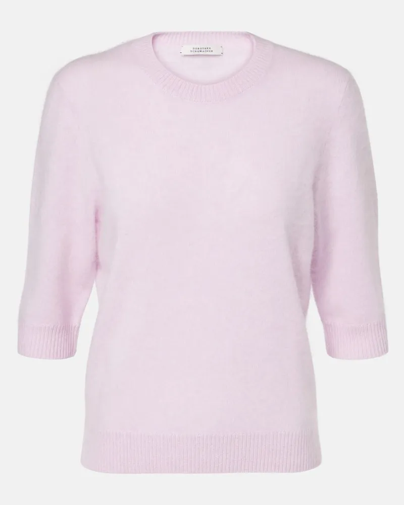Dorothee Schumacher T-Shirt Fluffy Statements aus Wolle und Kaschmir Weiß
