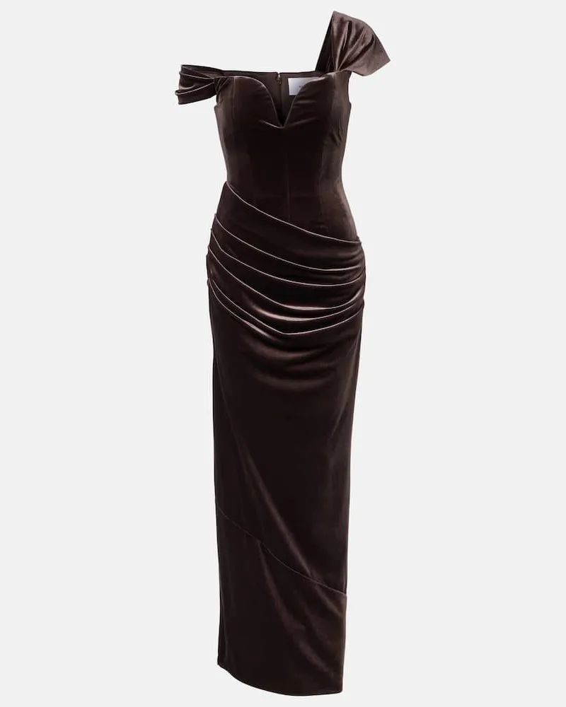 Alex Perry Robe aus Samt Braun