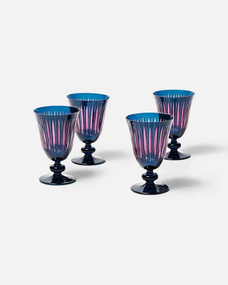 L’OBJET Set Prism aus vier Weingläsern Blau